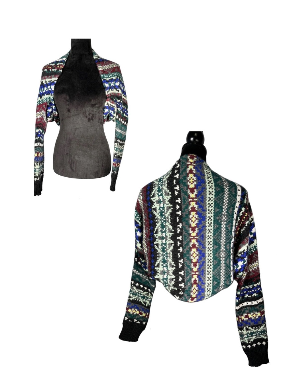 Free People Fair Isle Sweater Shrug Cardigan Multicolor Wool Blend Scandi Girl